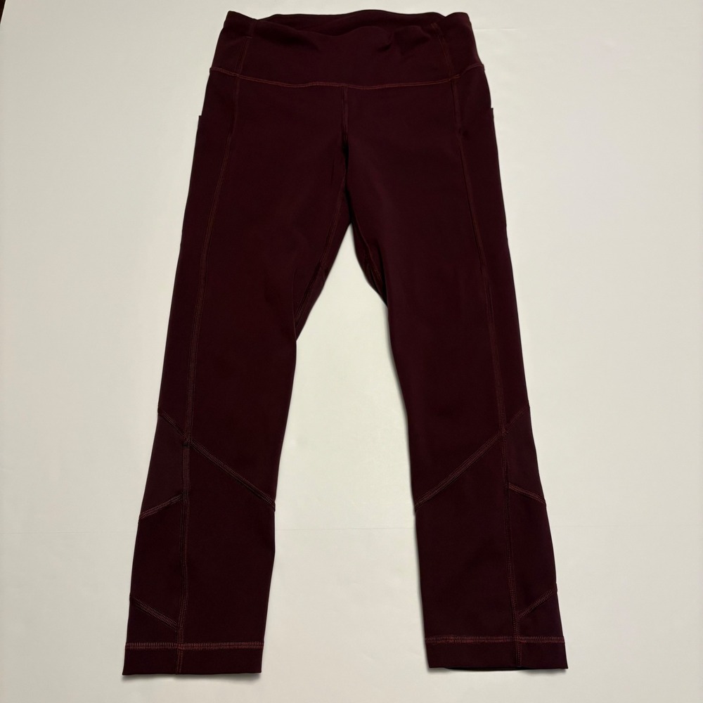 Lululemon Speed Up Crop Women Size 4 Burgundy Luxtreme Pockets Leggings